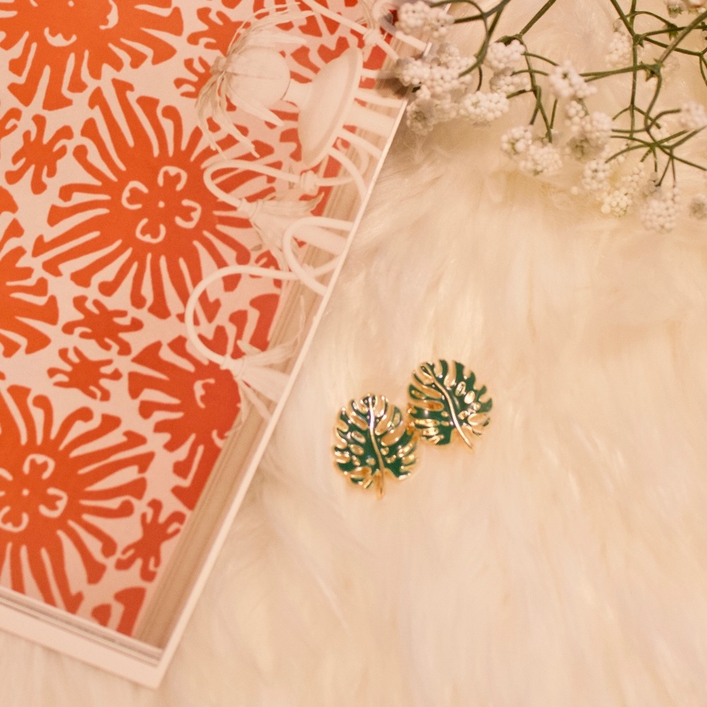 Leaf Button Earrings